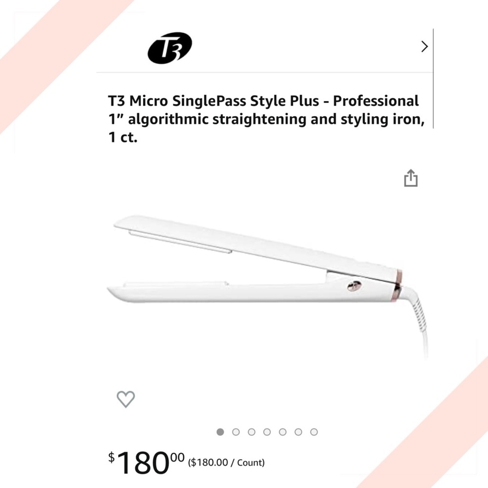 T3 Micro SinglePass Style Plus 1” algorithmic straightening and styling iron